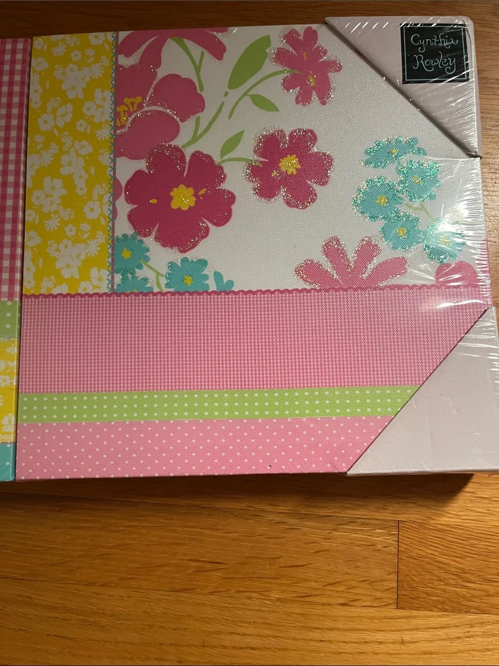 Cynthia Rowley Pink Floral Wall Art with Aqua and Yellow Accents 2 pieces, 12x12